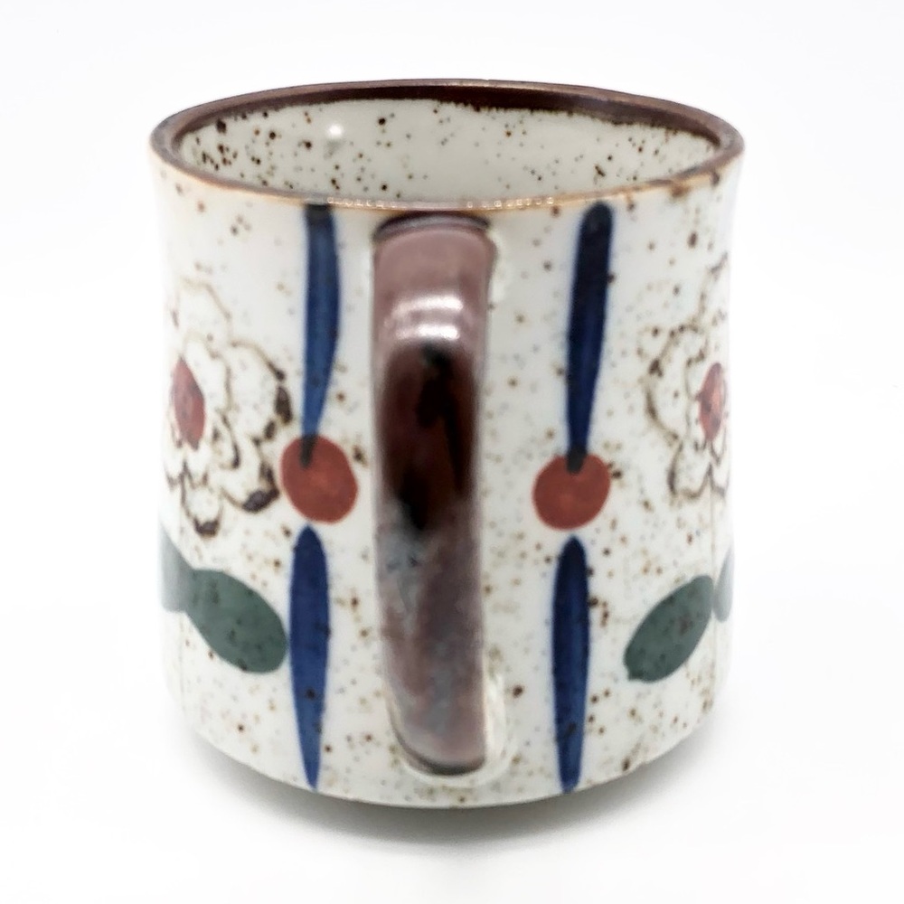 Beautiful 60s 70’s Speckled Floral Otigari Styled  Mug 3.6” Vintage - Picture 2 of 7